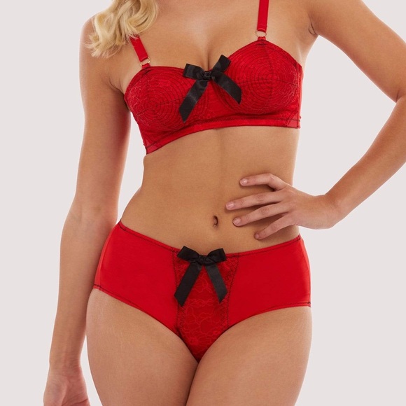 Bettie Page Other - Bettie Page Red Lace Bra & Brief Set